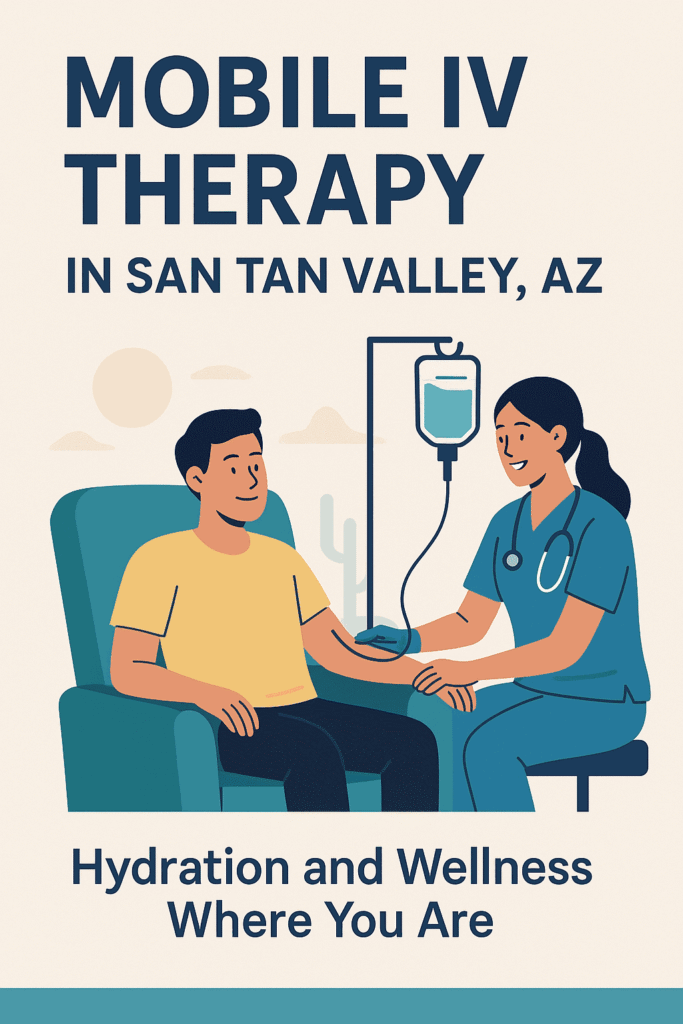Nurse administering IV therapy to a relaxed patient outdoors in San Tan Valley.