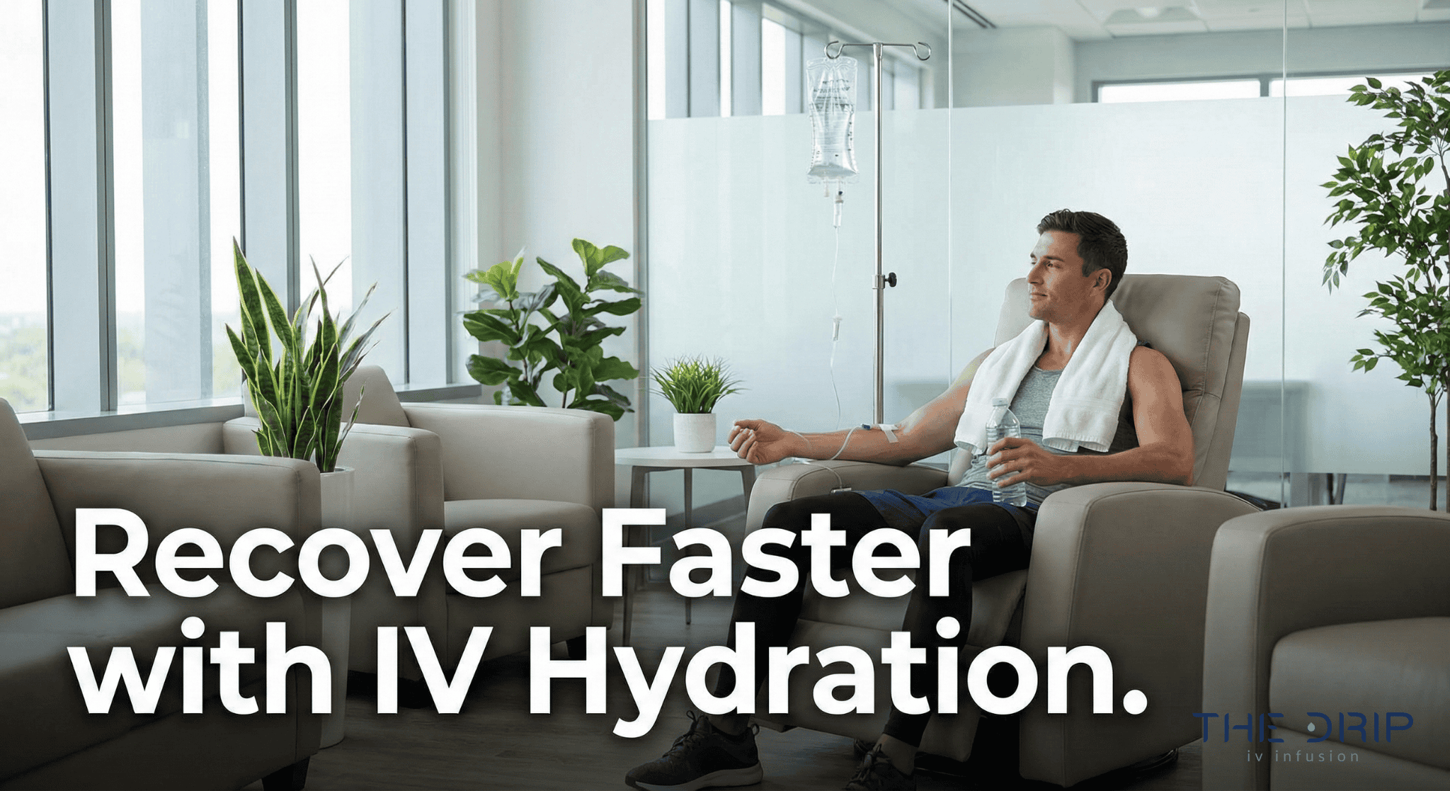 Athlete receiving IV hydration therapy after intense workout