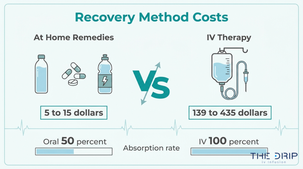 Recovery method cost comparison between at-home remedies and IV therapy