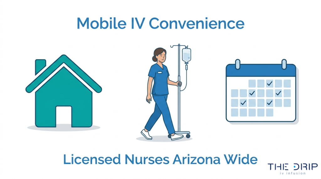 Mobile IV therapy nurse providing at-home infusion convenience with flexible scheduling across Arizona