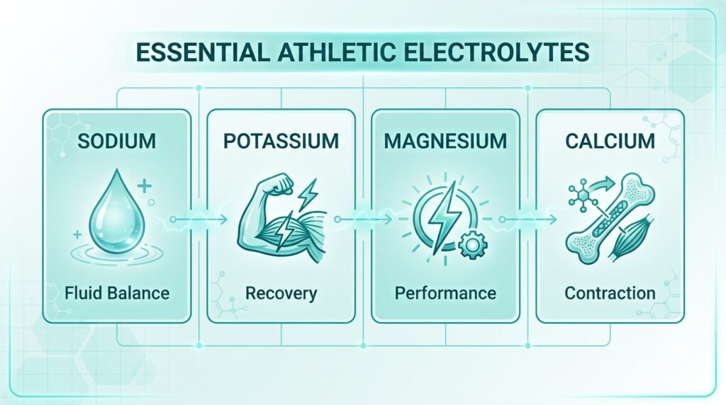 Four essential athletic electrolytes infographic