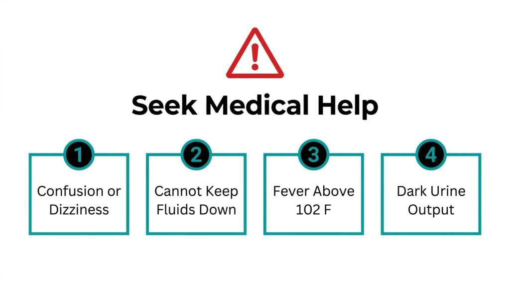 An infographic listing four severe symptoms to seek medical help