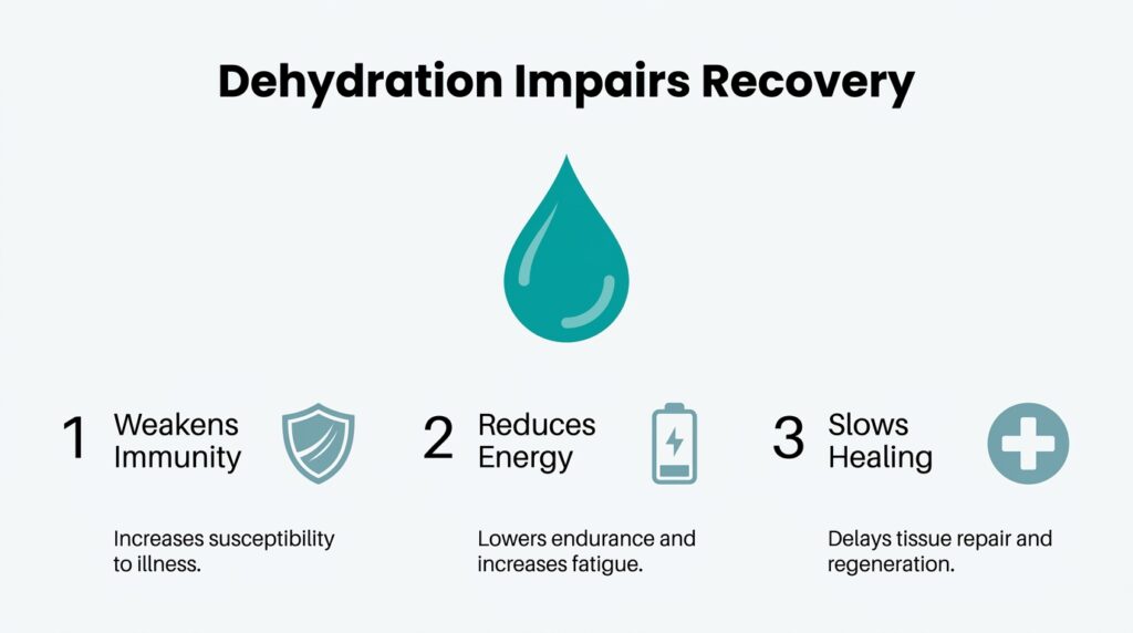 infographic showing how dehydration impairs recovery